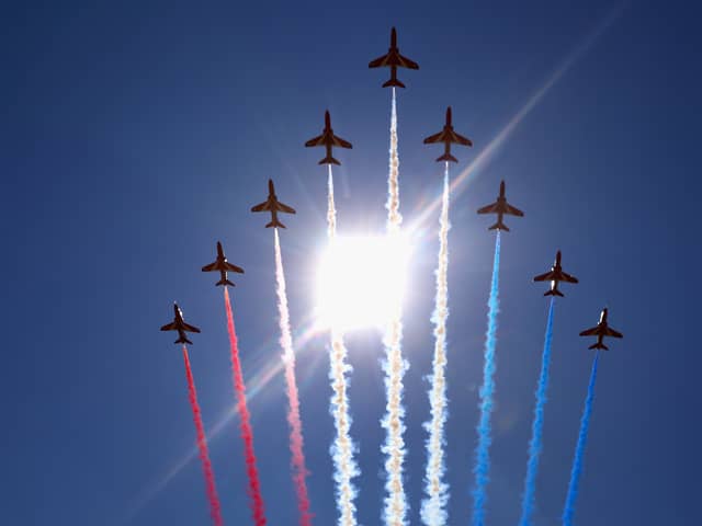 The Red Arrows performing before the British Grand Prix in 2018 (Photo: Mark Thompson/Getty Images)