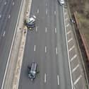 Footage captures the moment a "selfish" driver sped the wrong way down the M25 in a stolen van-- killing two people. 