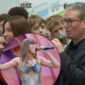 Keir Starmer says he went to see Taylor Swift in concert and his favourite song is 'Change'. Credit: ODN/ Inset: Taylor Swift performs at Wembley Stadium on June 21, 2024 Picture: Gareth Cattermole/Getty Images