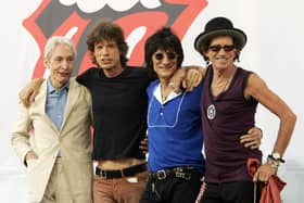 Charlie Watts, Mick Jagger, Ron Wood, and Keith Richards of The Rolling Stones. (Photo by Scott Gries/Getty Images)