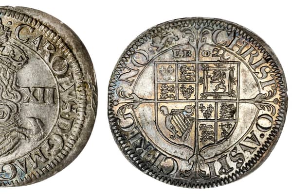 This King Charles I shilling struck during the English Civil War has sold for a world record £12,600. 