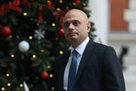 LONDON, ENGLAND - DECEMBER 19: Sajid Javid, U.K. health secretary, arrives at the BBC for the Andrew Marr Show on December 19, 2021 in London, England. Marr, a veteran political journalist, is leaving the BBC after 20 years, and his Sunday morning interview programme will be temporarily taken over by Sophie Raworth starting January 9. (Photo by Hollie Adams/Getty Images)