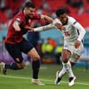 England's midfielder Jude Bellingham (R) and Czech Republic's defender Ondrej Celustka vie for the ball during the UEFA EURO 2020 Group D football match between Czech Republic and England (Photo: JUSTIN TALLIS/POOL/AFP via Getty Images)
