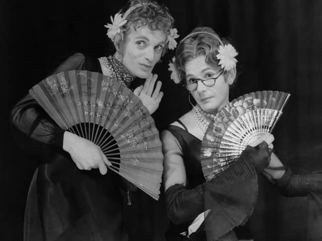 George Logan was renowned for his double act as Dr Evadne Hinge (right) with Patrick Fyffe as Dame Hilda Bracket (left) - Credit: Getty