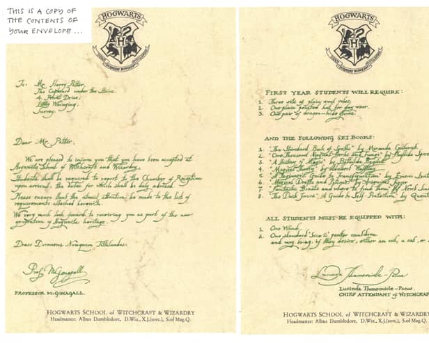 A Hogwarts acceptance letter used in the first Harry Potter movie is set to fetch over 12K at auction.