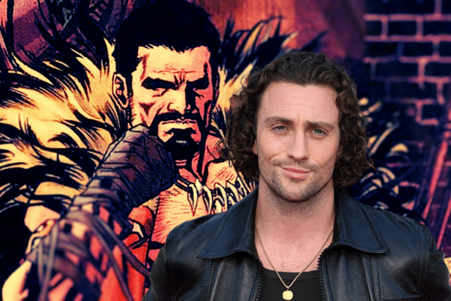 Aaron Taylor-Johnson stars in upcoming Sony film “Kraven the Hunter,” released in the UK on December 13 2024.