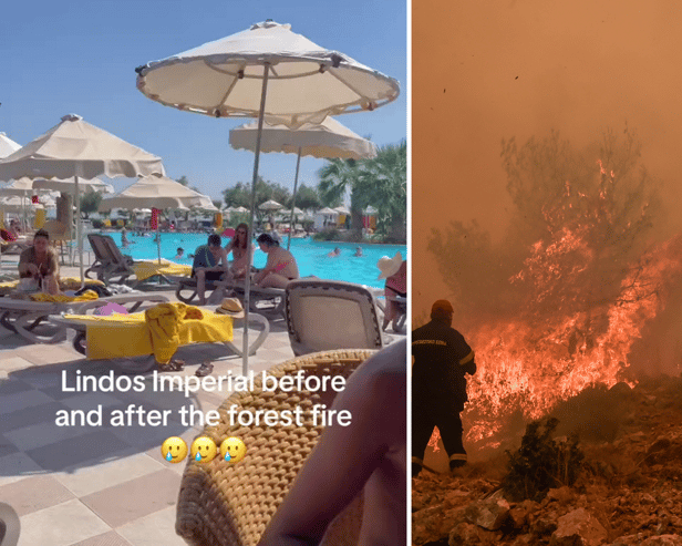 Shocking video shows luxury hotel before and after devastating Greek wildfires