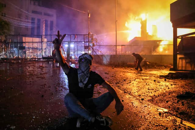 Protests and demonstrations have taken place in Arab countries such as Lebanon in response to the deadly airstrike on a hospital in Gaza which killed hundreds of people (Credit: Getty Images)