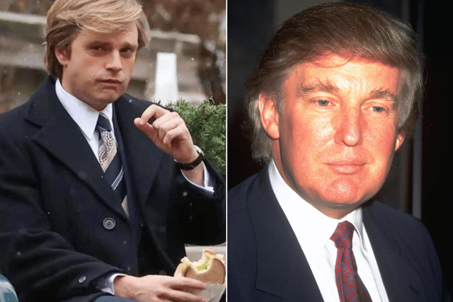 Sebastian Shaw (left) as Donald J Trump in the forthcoming film, "The Apprentice"