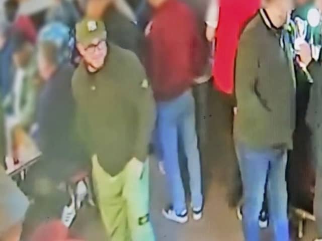 The man police want to trace after an assault on a football fan in a pub in Islington, London, left a man with life-changing facial injuries Picture: Metropolitan Police / SWNS