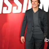 Tom Cruise spotted running through Central London.(Photo by Bryan Bedder/Getty Images for Paramount Pictures)
