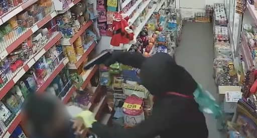 CCTV footage of an armed attack on a shop in Eltham