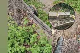 Lauren Grundy and husband Sean, both 35, discovered a 150m model railway track in the undergrowth of their new detached property in Morley, Derbyshire.