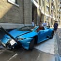 Lamborghini abandoned after driver allegedly crashed and fled.