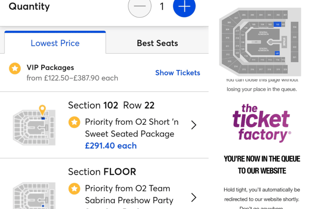 My attempts to get a pre-sale ticket to See Sabrina Carpenter had mixed successes and eventually saw me eat a £291.40 price.