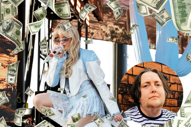 Sabrina Carpenter's 2025 UK Tour is about to go on sale this week; Benjamin Jackson looks at what else he could have spent money on after purchasing a pre-sale ticket (Credit: Getty/Canva)