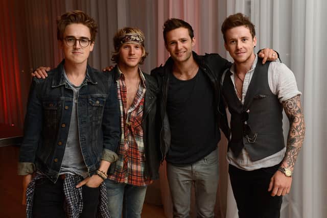 (L- R) Tom Fletcher, Dougie Poynter, Harry Judd and Danny Jones of McFly; the group are one of the three headline acts performing this weekend at Camp Bestival Dorset 2024. (Credit: Ian Gavan/Getty Images for Sony Pictures)