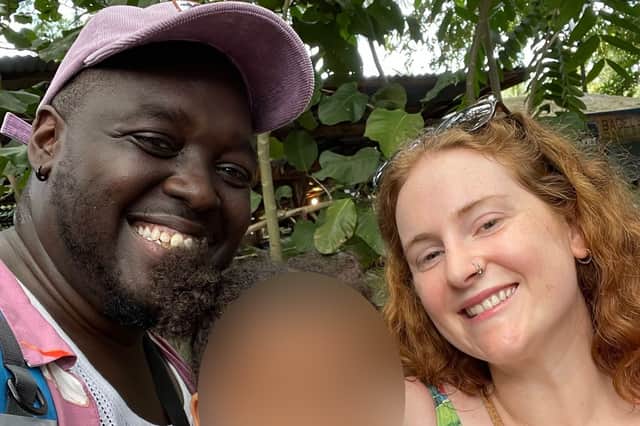 Naomi and Johnathan Jules with their daughter in Costa Rica after escaping the UK 'rat run'.