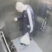 Bulldog Biscuit visibly cowers on the CCTV footage as owner Cameron Brunning subjects her to a series of assaults. 