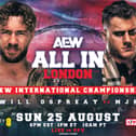 Will Ospreay looks to regain the belt shown over his shoulder in this image from MJF at AEW All In London this weekend at Wembley Stadium.