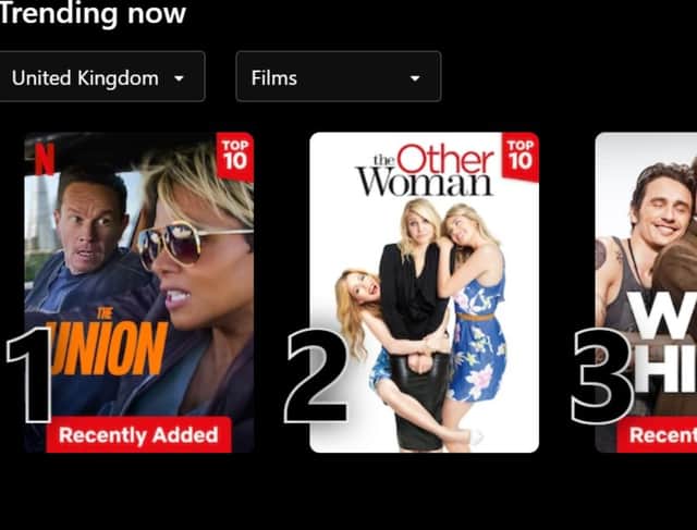 Netflix's top 10 trending list. Photo: Netflix