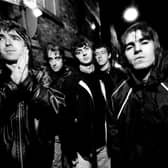 Group portrait of British rock band Oasis in Manchester, United Kingdom, 29th November 1993. L-R Noel Gallagher, Paul Arthurs (aka Bonehead), Paul McGuigan, Tony McCarroll,Liam Gallagher. (Photo by James Fry/Getty Images)
