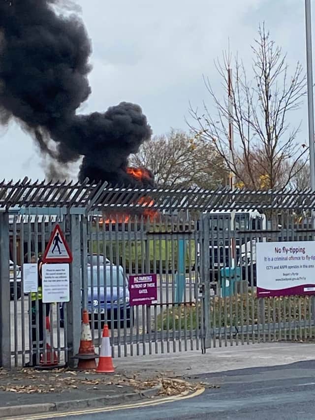 The tip fire caused thick black smoke to billow over the rooftops of Bispham