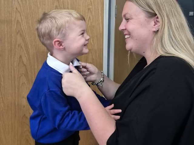 Max Miozga and his mother Sophie Page.