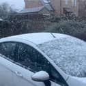 Snow falls in Leicestershire.