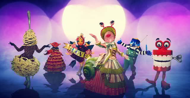 The Masked Singer s6 - Spaghetti Bolognese, Crab, Tattoo Heart, Snail, Kingfisher, Teeth