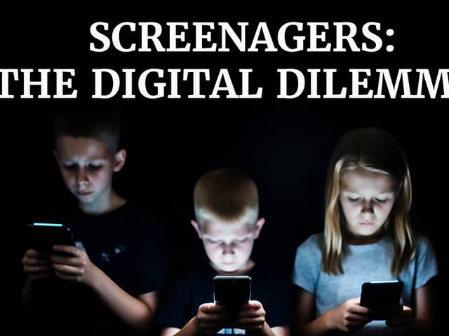 A photo of children using smartphones