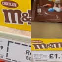New bag of M&Ms costs same price as old bag but weighs 13g less.