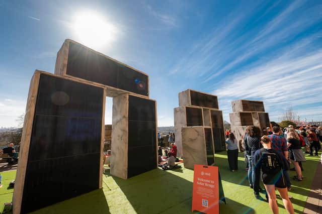 Stonehenge built from solar panels in celebration of the solar eclipse