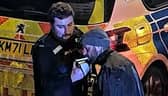 Gavin Twist does a breathalyser test.