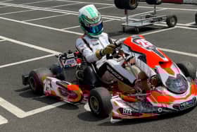15-year-old Charlie Benson go-karting