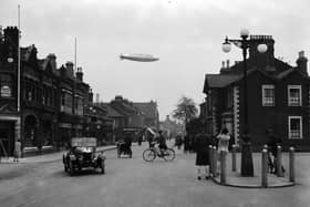 The airship R101 pictured passing over Bedford as it makes its first flight in October 1929