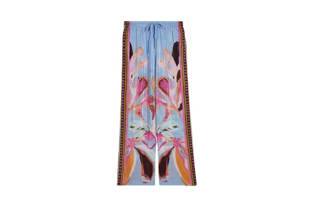 River Island's matching blue printed cami top and wide leg trousers bring Mediterranean-inspired style to summer wardrobes