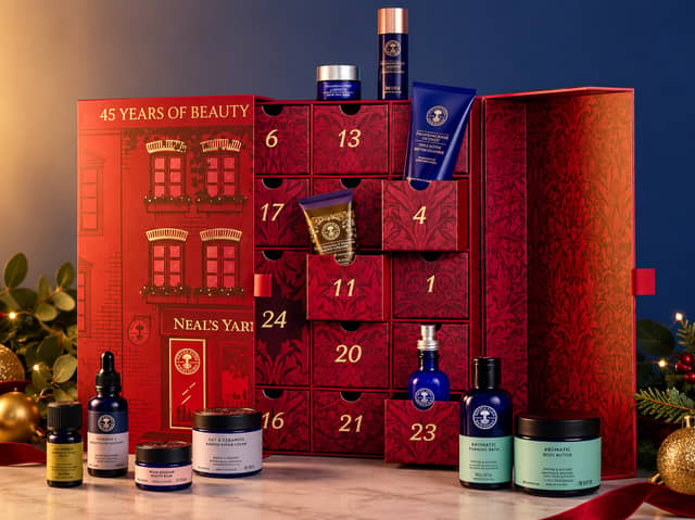 Neal's Yard Remedies' 45th Anniversary Advent Calendar contains 25 skincare, bath, body and wellbeing treats worth more than £500, including 17 full-size products.