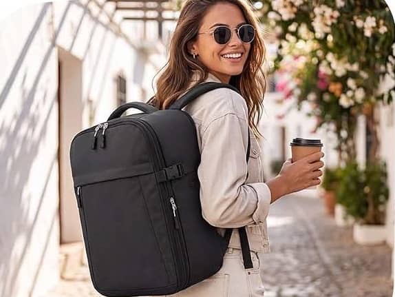 The Xkdoai expandable cabin backpack increases from 24L to 30L to provide extra packing space.