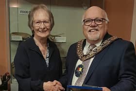 the Mayor of Sandy, Councillor Paul Sharman, formally accepted the regalia and charter of the Sandy Inner Wheel Club on behalf of the Town Council.
