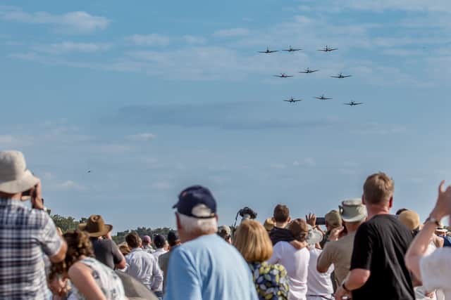 Spitfires flying in formation at Shuttleworth's Summer Air Show
