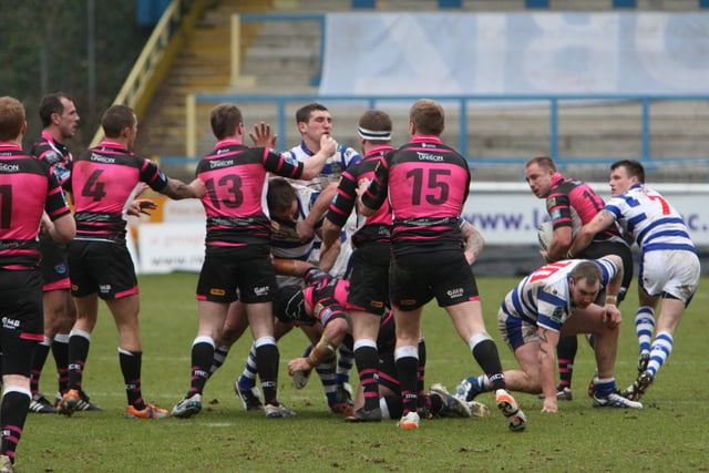 Halifax and Featherstone players clash as tempers boil over.
