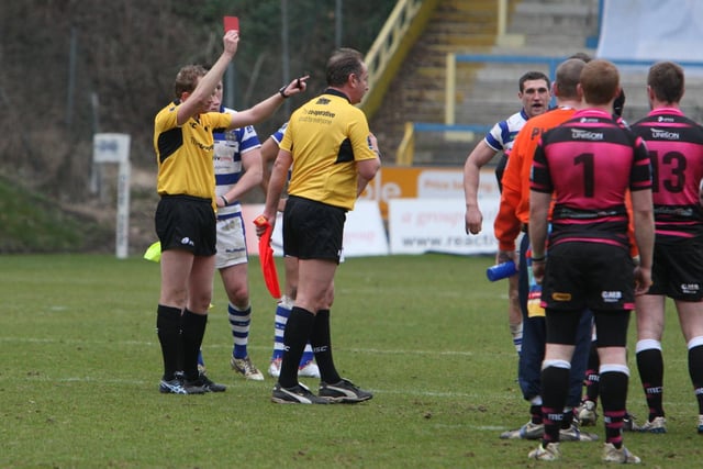Referee Robert Hicks showed red cards to Rovers’ Michael Haley and Halifax’s Craig Ashall, reducing both teams to 12.