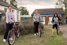 Claire, Tracy and Ria with their new bikes.
