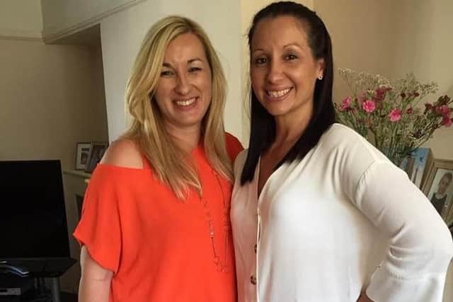 Pictured:  Sarah Crone (left) planned to take part in an UWCB event because her sister Rebecca Llewellyn (right) fight against cancer.

UWCB/Ultra White Collar Boxing