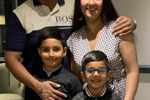 Bobbi and Parv with their sons SJ (eight) and Harvey (six)