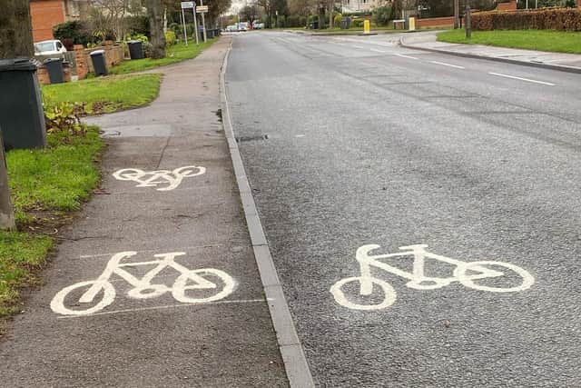 The cycle lanes on London Road. Photo: Cllr Whitaker.