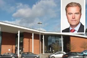 CBC head office in Chicksands; (inset) Cllr James Jamieson