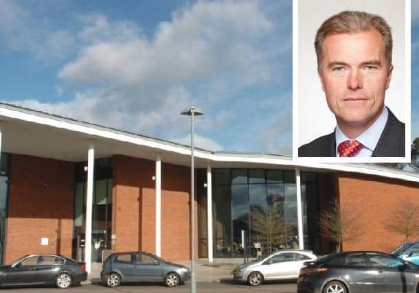 CBC head office in Chicksands; (inset) Cllr James Jamieson