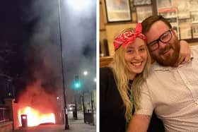 The fire; Jasmyn and Gareth. Photos: Jasmyn and Gareth.